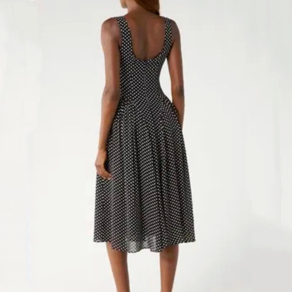Reformation Anelis Midi Dress Size 6 Black White Polka Dot - Picture 10 of 14